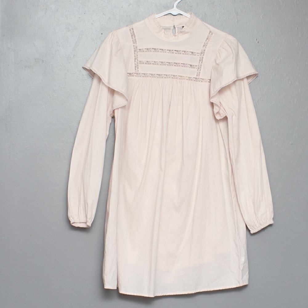 Wild Fable NWT dusty peach long sleeve ruffle cotton dress